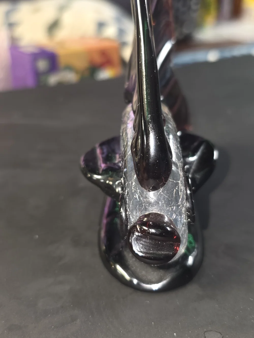 Black Glass Angelfish Aquarium Accent - Decorative Fish Figurine